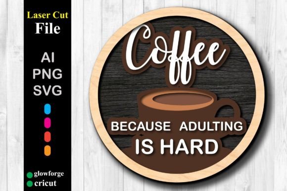 3d Coffee Hard Sign SVG for Laser Cut