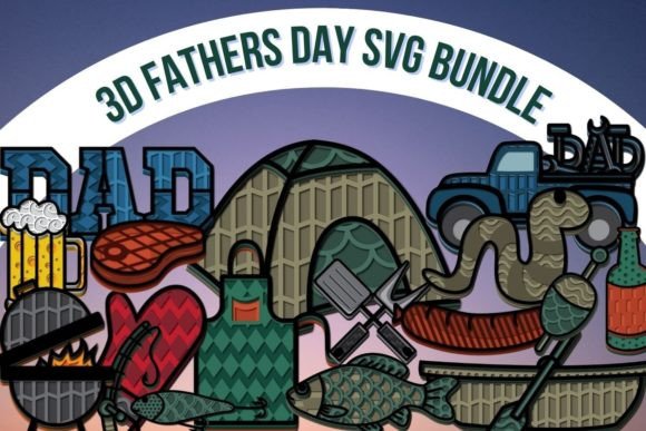 3D Fathers Day SVG Bundle