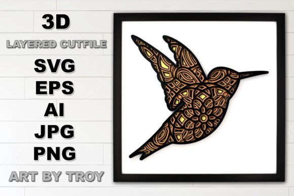 3D Layered Hummingbird Mandala SVG: A Versatile Design for Creative Projects