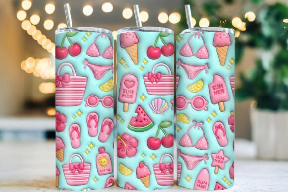 3D Pink Summer Pastel Tumbler Wrap Guide