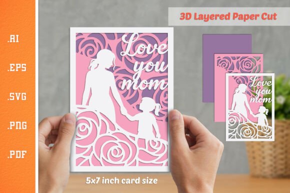 Crafting Love: 3D Layered Paper Cut SVG for Mom