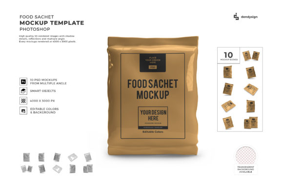 Elevate Your Brand with a Professional Food Sachet 3D Mockup Template Bundle