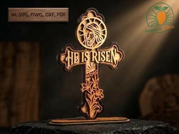 Elevate Your Faith Projects with a Premium 3D Religious Wood Cross CNC File