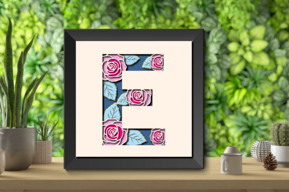 Rose 3D Layer Floral Alphabet E Cut File